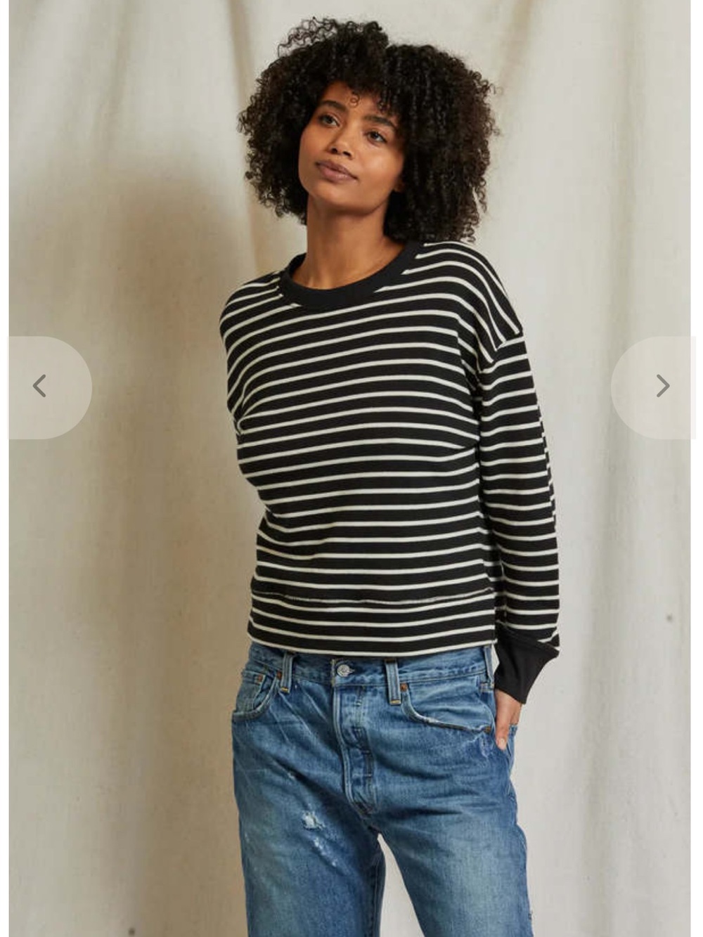 perfectwhitetee Black & White Striped Crewneck Sweatshirt